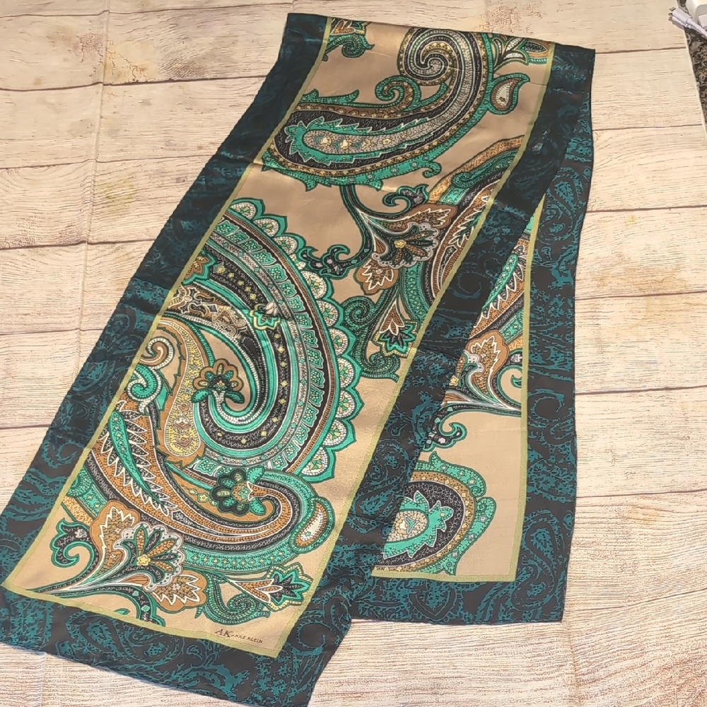Anne Klein Colorful Paisley Print Silk Scarf
